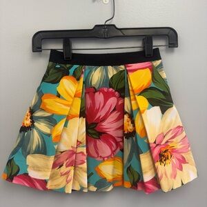 Girls Floral Pleated Skirt 6 & White Tee 6/7